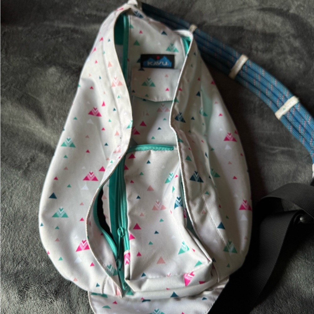 Kavu Sling Bag with Pink and Teal Accents